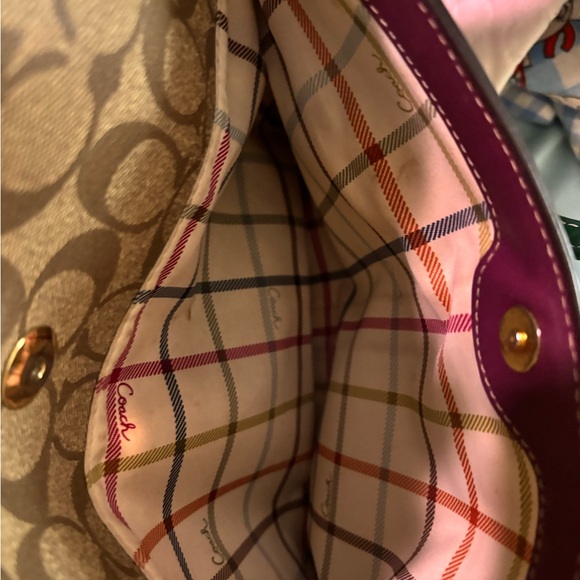 Coach Tan and Purple Tote with Lace Bow - Picture 3 of 7